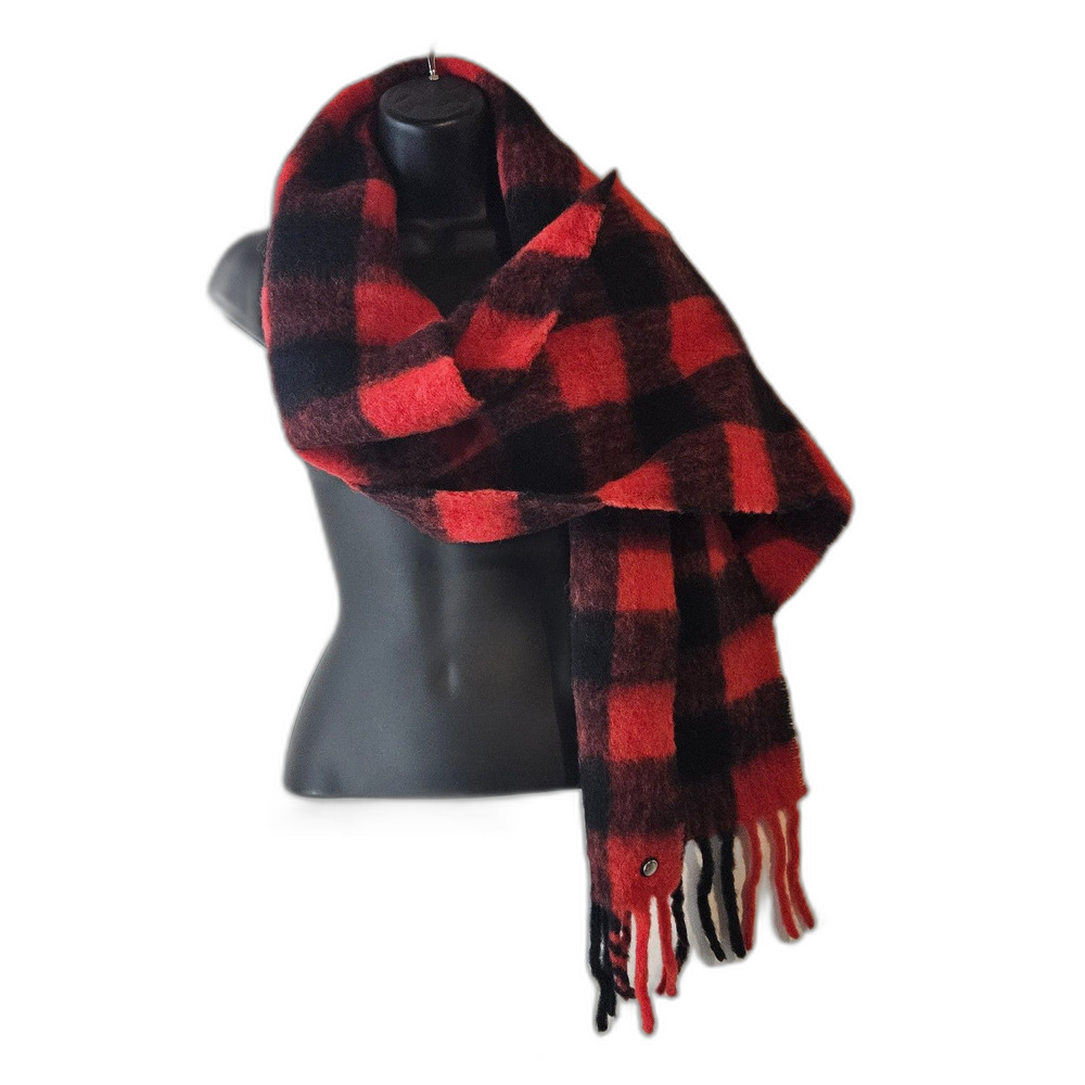 New rag & bone Red Shire Buffalo Scarf Alpaca Made in Italy 12X68